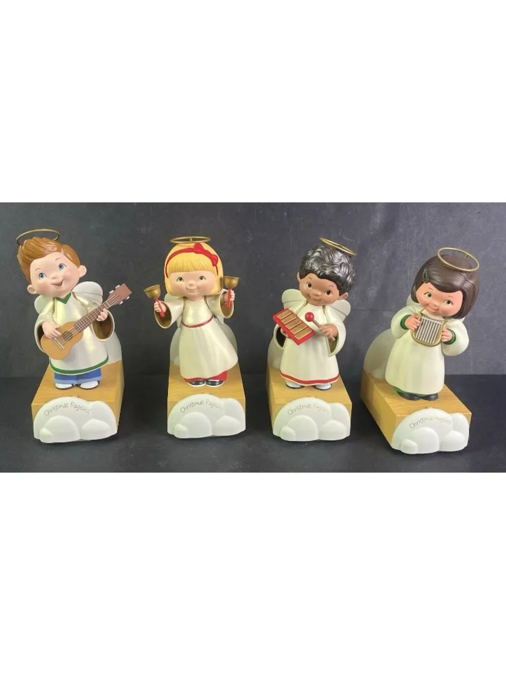 4 Hallmark Wireless Children's Angel Choir Christmas Pageant Figurine Animated